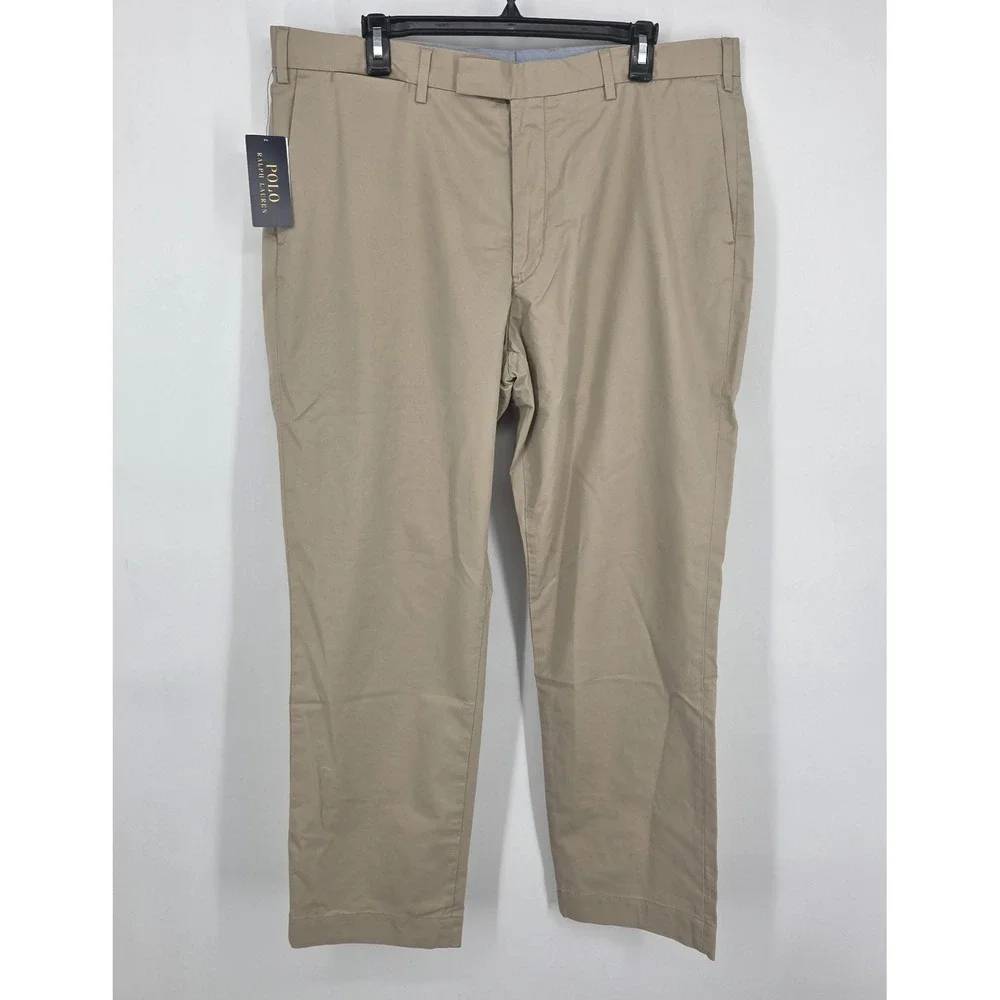 NEW Polo Ralph Lauren Greenwich Stretch Straight Chino Pant Mens 38x30 Beige NWT
